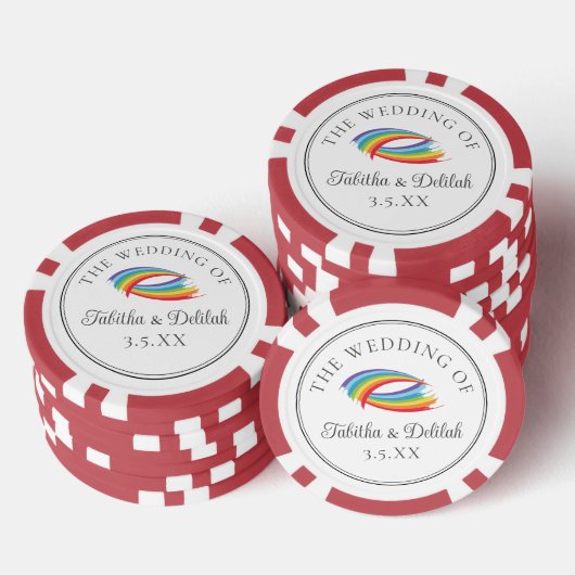 Beautiful Rainbow Wedding Personalized Poker Chips (Opstapeling)
