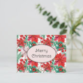 Beautiful red and white Christmas poinsettia Briefkaart (Staand voorkant)