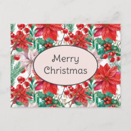 Beautiful red and white Christmas poinsettia Briefkaart