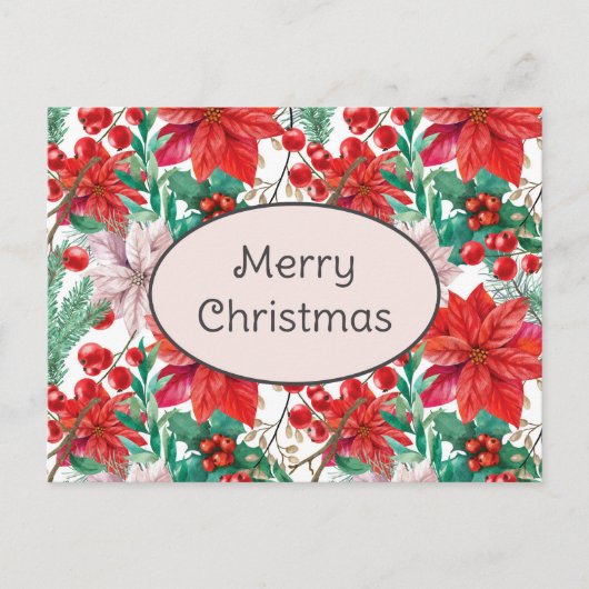 Beautiful red and white Christmas poinsettia Briefkaart (Voorkant)