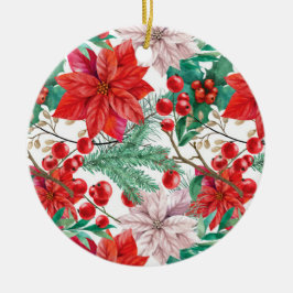 Beautiful red and white Christmas poinsettia Keramisch Ornament
