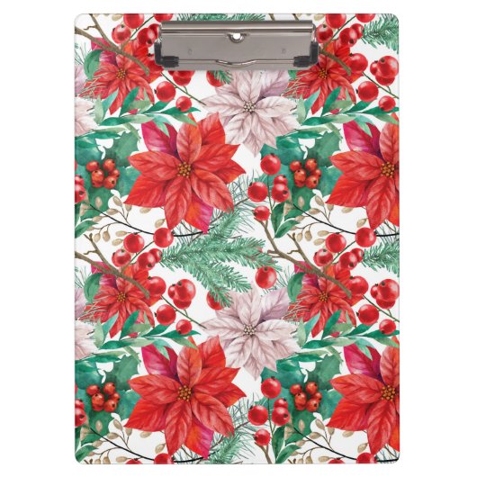 Beautiful red and white Christmas poinsettia Klembord (Voorkant)