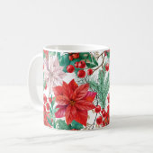 Beautiful red and white Christmas poinsettia Koffiemok (Voorkant links)