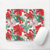 Beautiful red and white Christmas poinsettia Muismat (Met muis)