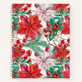 Beautiful red and white Christmas poinsettia Notitieboek