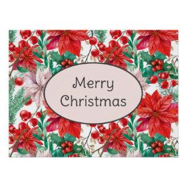 Beautiful red and white Christmas poinsettia Perfect Poster