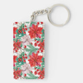 Beautiful red and white Christmas poinsettia Sleutelhanger (achterkant)