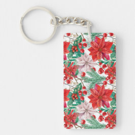 Beautiful red and white Christmas poinsettia Sleutelhanger