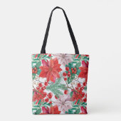 Beautiful red and white Christmas poinsettia Tote Bag (Achterkant)