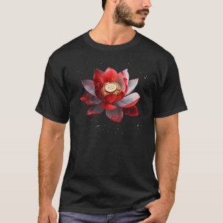 Beautiful red and white lotus flower spreckels blo t-shirt