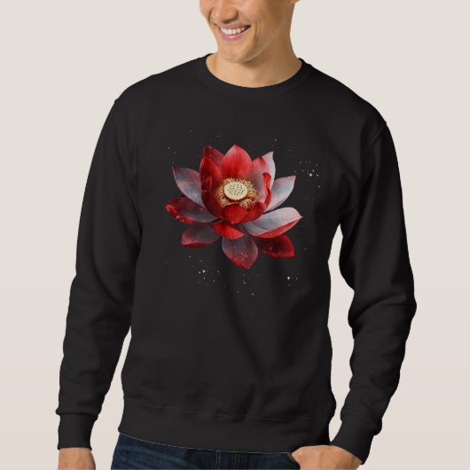 Beautiful red and white lotus flower spreckels blo trui (Voorkant)