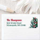 Beautiful Red Berry Greenery Christmas Etiket (Insitu)