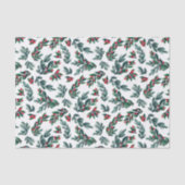 Beautiful Red Berry Greenery Christmas Pattern Tissuepapier (Voorkant)