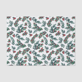 Beautiful Red Berry Greenery Christmas Pattern Tissuepapier