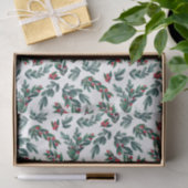 Beautiful Red Berry Greenery Christmas Pattern Tissuepapier (Geschenk)