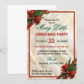 Beautiful Red Bow and Ribbon Christmas Party Kaart (Voorkant / Achterkant)