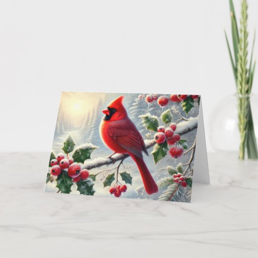 Beautiful Red Christmas Cardinal Feestdagen Kaart (Voorkant)