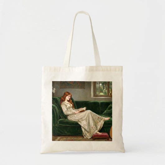 Beautiful Red Haired Woman Reading Book Artistic   Tote Bag (Voorkant)