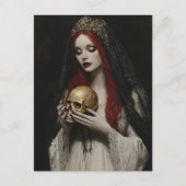 Beautiful Red Haired Woman With a Skull Briefkaart (Voorkant)