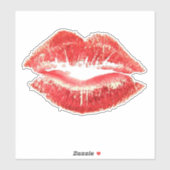 Beautiful Red Kiss Isolated Vector Art Sticker (Vel)