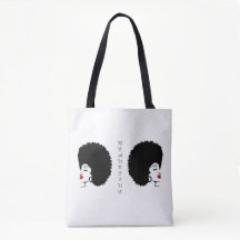 Beautiful Red Lip Afro tote bag