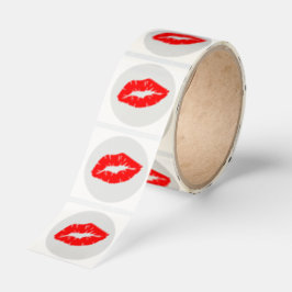 Beautiful Red Lipstick Kiss Isolated Ronde Sticker