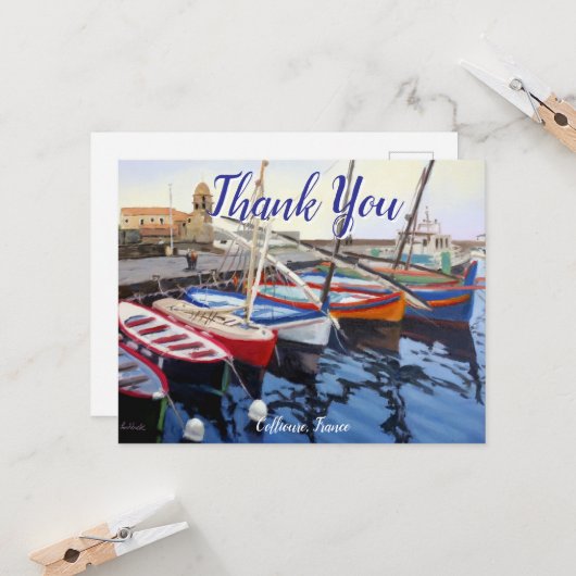 Beautiful Red Orange Blue Green Boats in Collioure (Voorkant / Achterkant in situ)