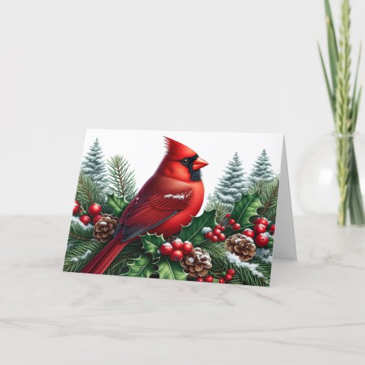 Beautiful Red Winter Cardinal Christmas Feestdagen Kaart (Voorkant)