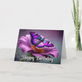 Beautiful Resting Butterfly Happy Birthday Kaart