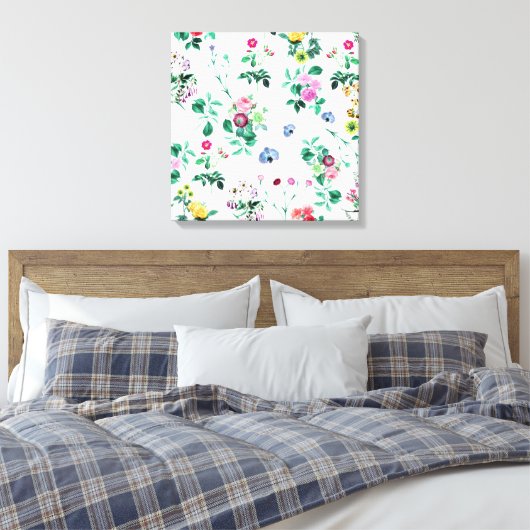 Beautiful Retro Floral Art Canvas Afdruk (Insitu (Slaapkamer))