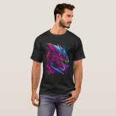 Beautiful Retrowave Dragon  Fantasy Cool Festival T-shirt (Voorkant volledig)