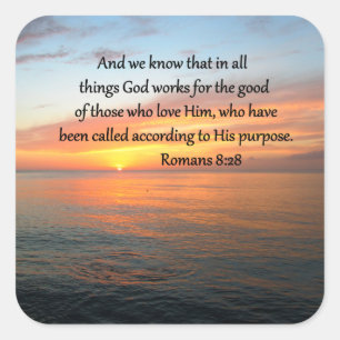 BEAUTIFUL ROMANS 8:28 SUNRISE FOTO VIERKANTE STICKER