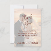 Beautiful Romantic Wedding Vows Sunset Beach Bedankkaart (Achterkant)