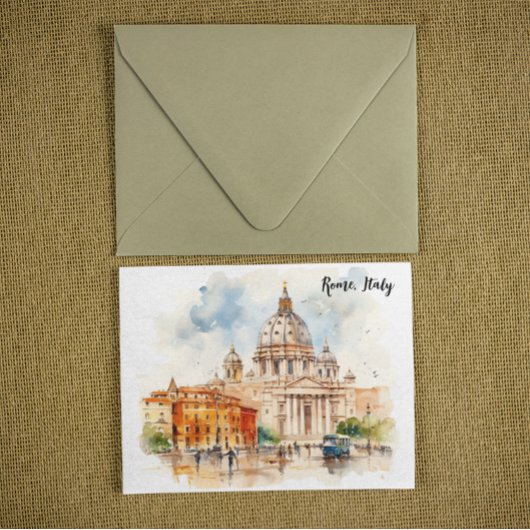 Beautiful Rome Italy Watercolor Painting Briefkaart