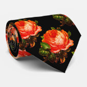 BEAUTIFUL ROOS, Oranje zwart Stropdas (Opgerold)
