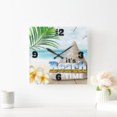 Beautiful Sandy Beach Seashell Vierkante Klok (Huis)