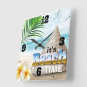 Beautiful Sandy Beach Seashell Vierkante Klok (Hoek)