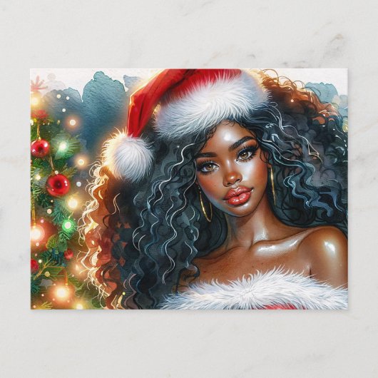 Beautiful Santa Black Woman Christmas Briefkaart (Voorkant)