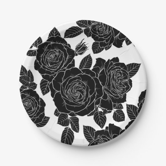Beautiful seamless black and white monochroom patt papieren bordje (Voorkant)