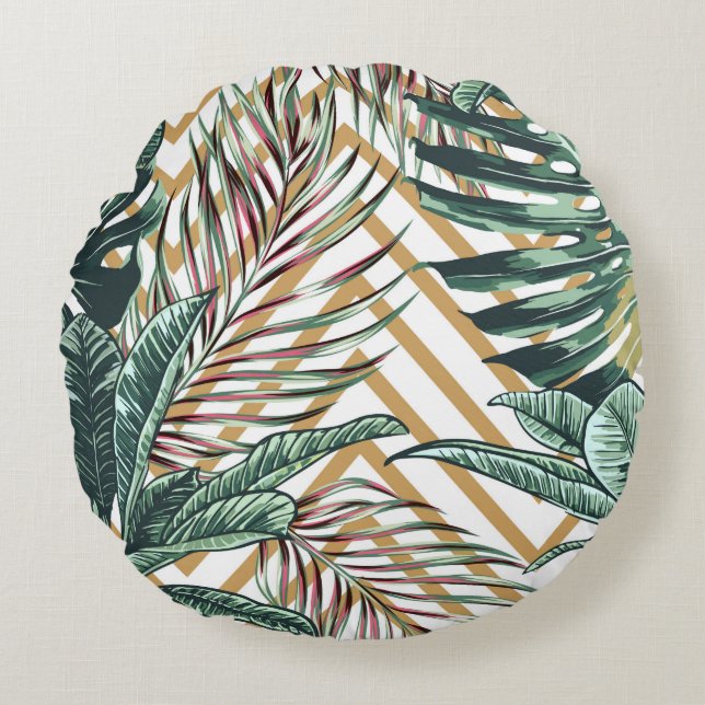 Beautiful seamless floral pattern background with  rond kussen (Voorkant)