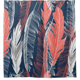 Beautiful seamless graphic pattern of feathers douchegordijn