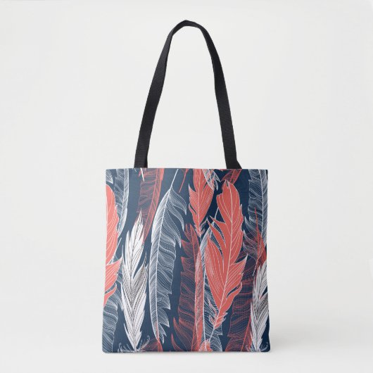 Beautiful seamless graphic pattern of feathers tote bag (Voorkant)