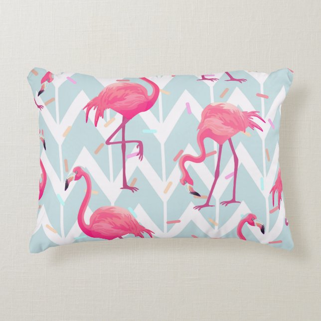 Beautiful seamless tropical pattern with pink flam accent kussen (Voorkant)
