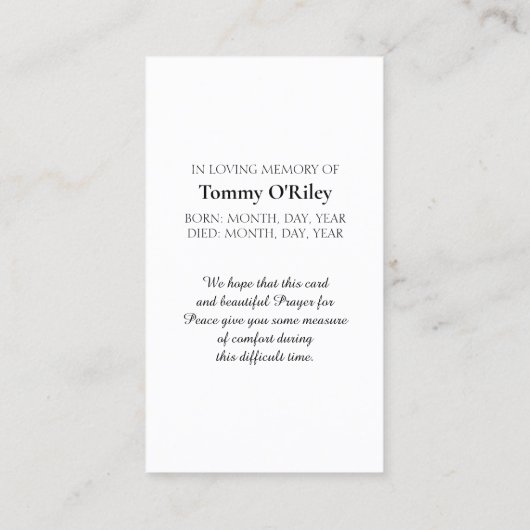 Beautiful Serenity Prayer Card Purple Blue Green Visitekaartje (Achterkant)