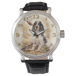 Beautiful Setter with Pheasants , Art Horloge