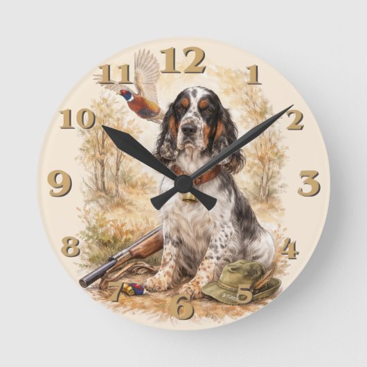 Beautiful Setter with Pheasants , Art Ronde Klok (Voorkant)