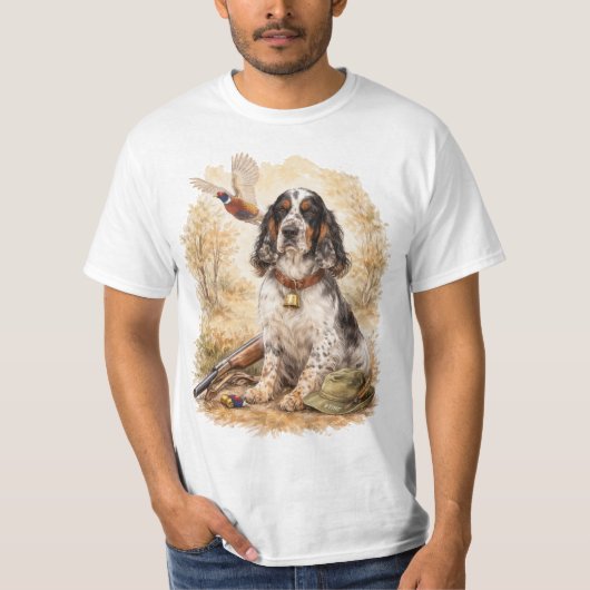 Beautiful Setter with Pheasants , Art T-shirt (Voorkant)