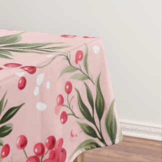 Beautiful Shabby Chic Pink Christmas Floral Berry Tafelkleed