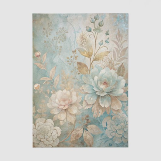 Beautiful Shades of Blue Floral Background Tissuepapier (Voorkant)