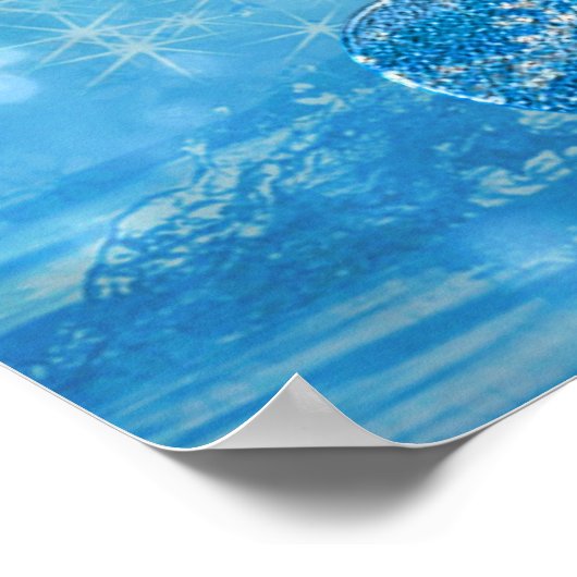 Beautiful shining effect blue treble clef poster (Hoek)